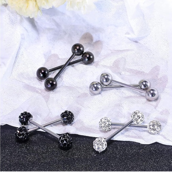 # 43 16G 14G Surgical Steel Tongue Ring,Shield Barbell Ring Bar Body Piercing - Picture 4 of 6